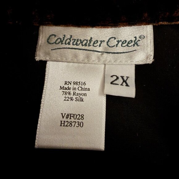 Coldwater Creek Womens Silk Dark Floral Velvet Button Up Top Size 2X Artsy Event - Picture 5 of 6